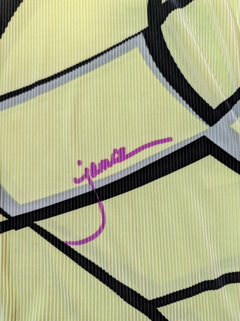 Jamie Sadock Women’s M Neon Yellow Abstract Pleated 1/4 Zip Golf Polo Top - Picture 2 of 8